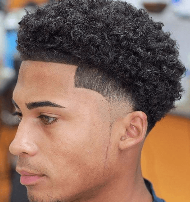 Curly Temple Fade Haircuts