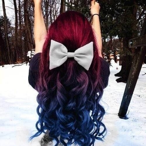 Red to Blue Ombre Hair