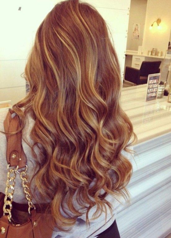 Auburn color with blonde highlights