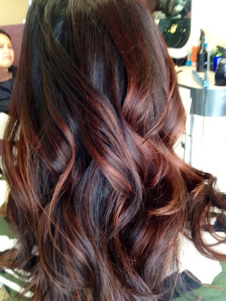 Brunette with red highlights