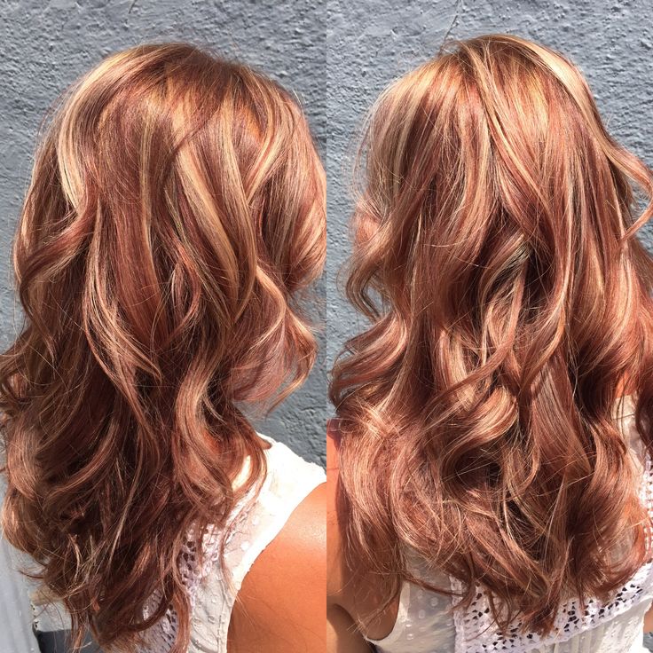 Brown Red Hair with Blonde Highlights