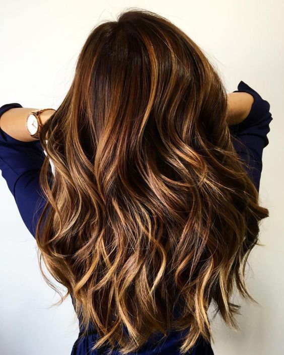 Long Brown Hair With Caramel Highlights