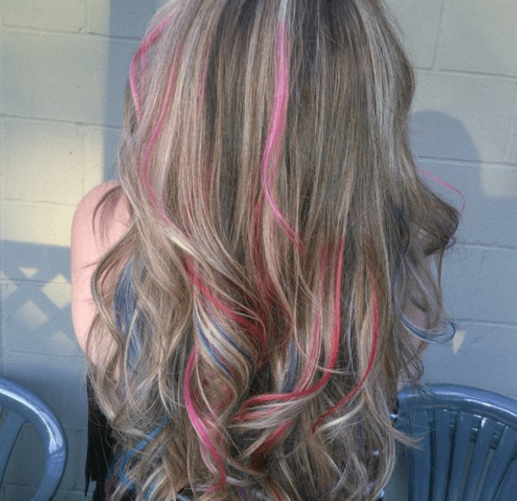 Multicolored Highlights on Brown Hair