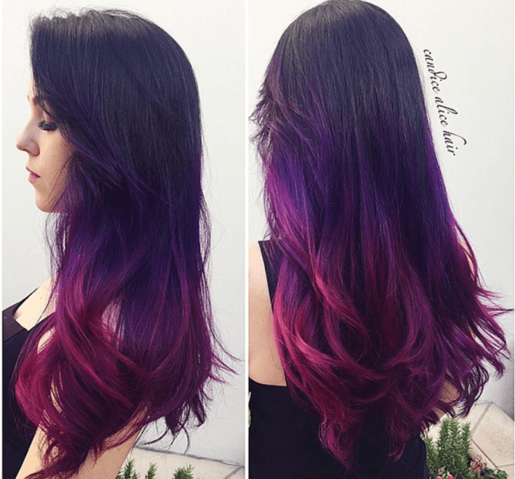 Purple Red on Dark Hair