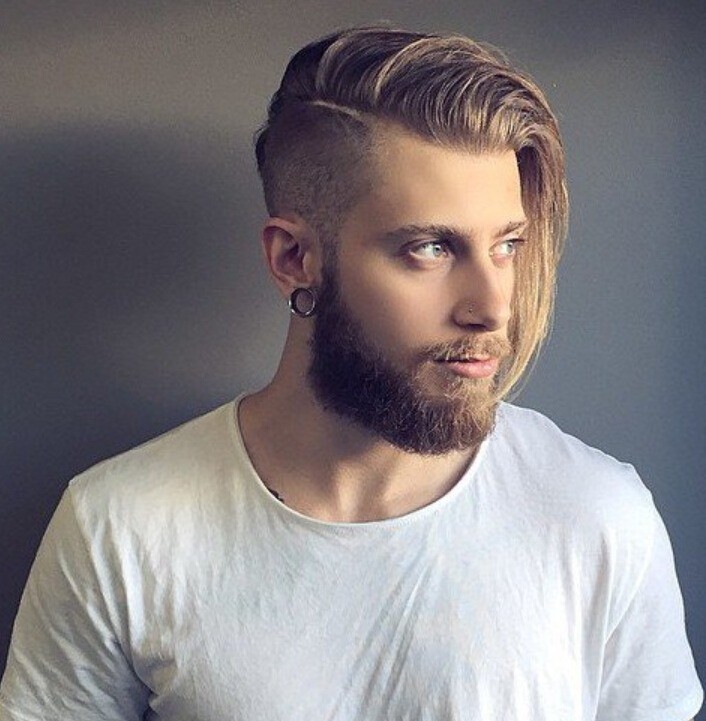 Long Hair Faded undercut For Men