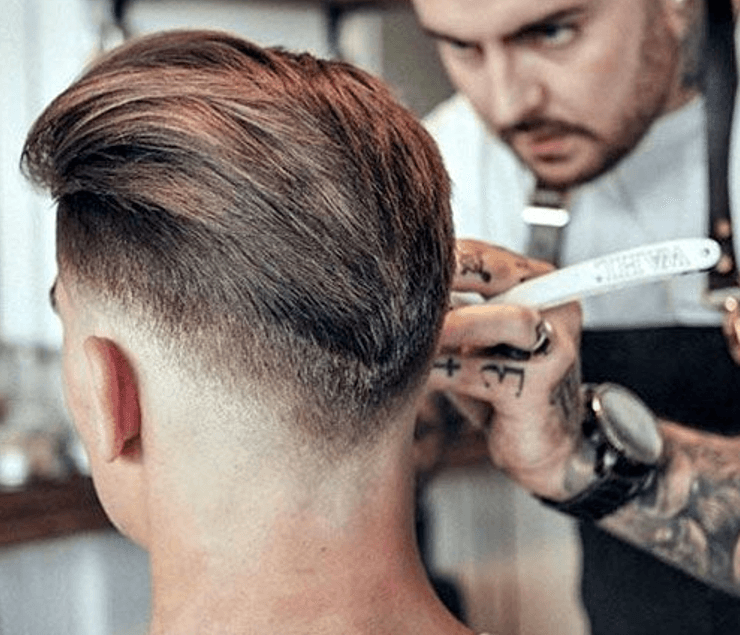 Taper Fade and Slicked Back Hairstyle For Men