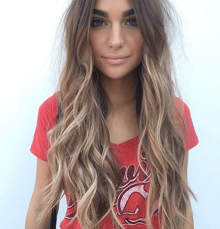 Long Wavy Dark-Blonde Hair with Pale-Blonde Balayage