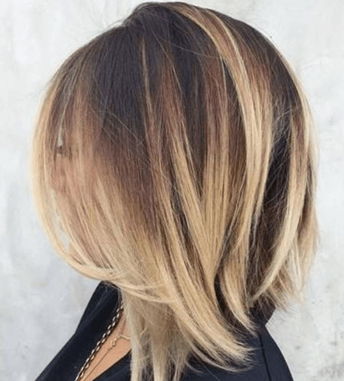 Short Hair Brunette With Blonde Highlights