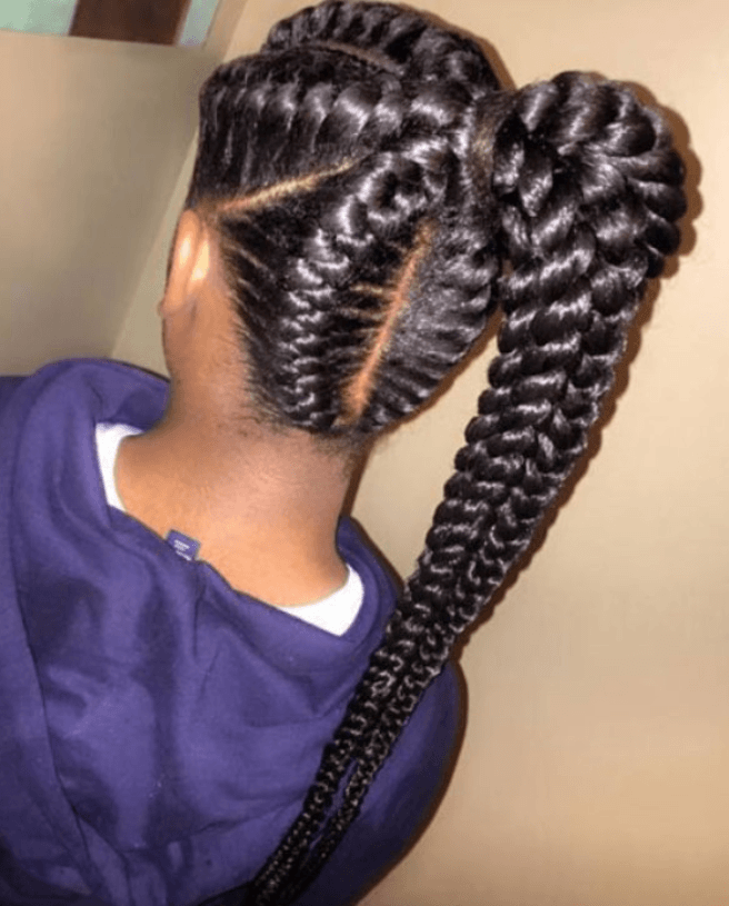 Ponytail and Braid for black girl