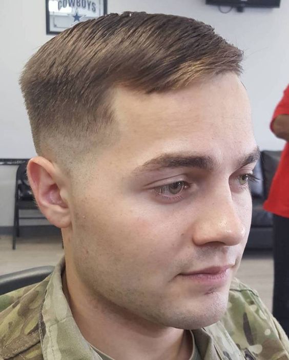 A classic longer top military haircut