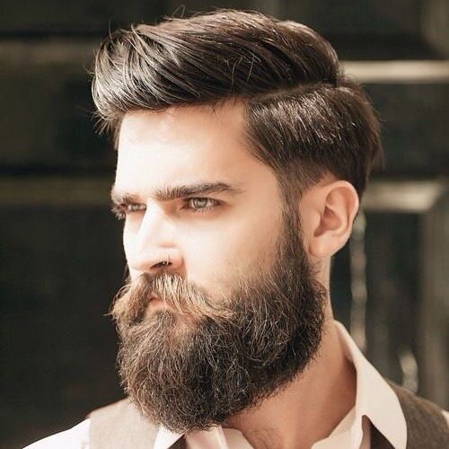 Side Part Comb Over with Beard