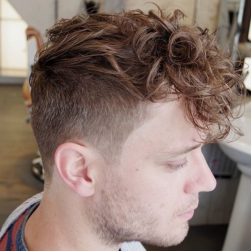 Curly Faux Hawk with Short Sides Long Top 