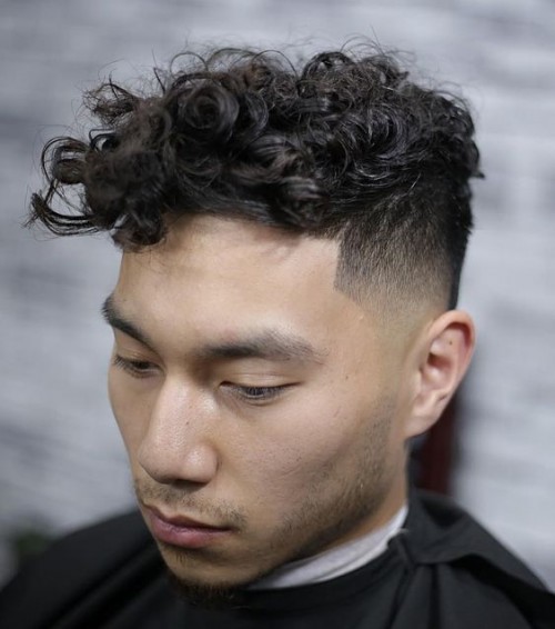 Mid Fade Haircut Long Curls