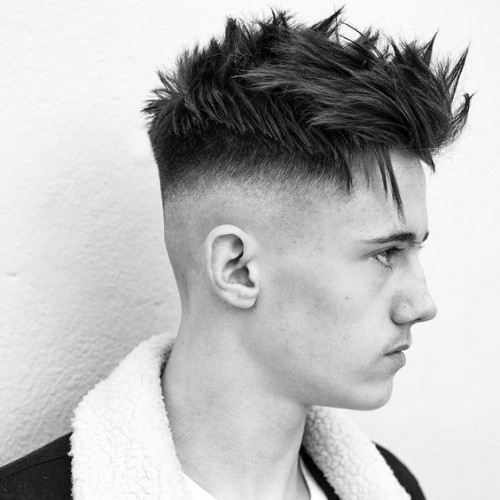 Mid Fade Haircut Messy Spiky Hair