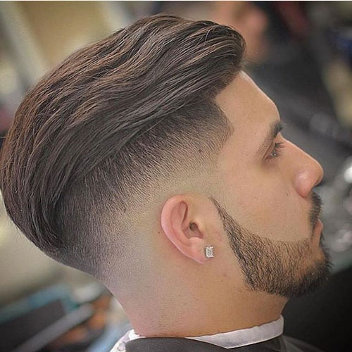 slick back Hipster Haircut with taper fade