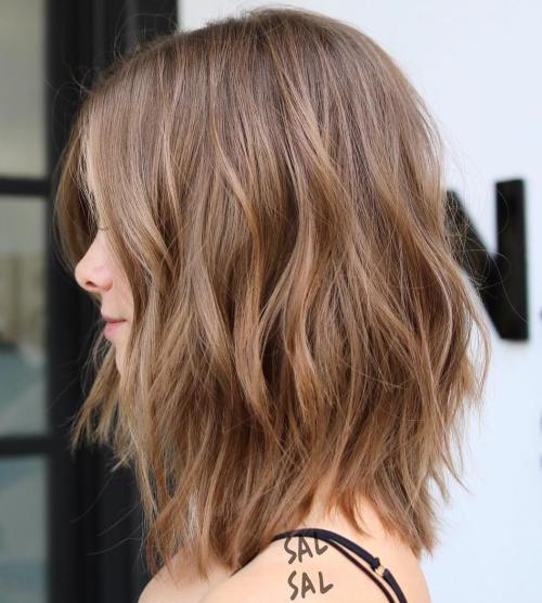 LONG LAYERED BOB WITH FADED HIGHLIGHTS