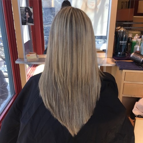 V-CUT LAYERED PATTERN WITH BLONDE
