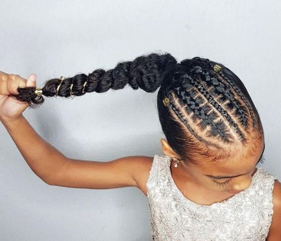 Box Braids with Braided Pony