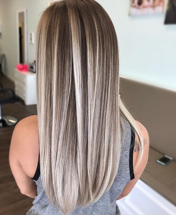 Icy Blonde Highlights on Ash Brown Hair