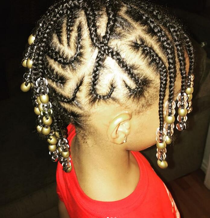 Heart shaped braids with beads