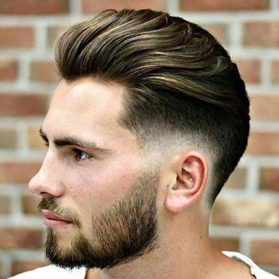 Mid Fade brushed backed hair