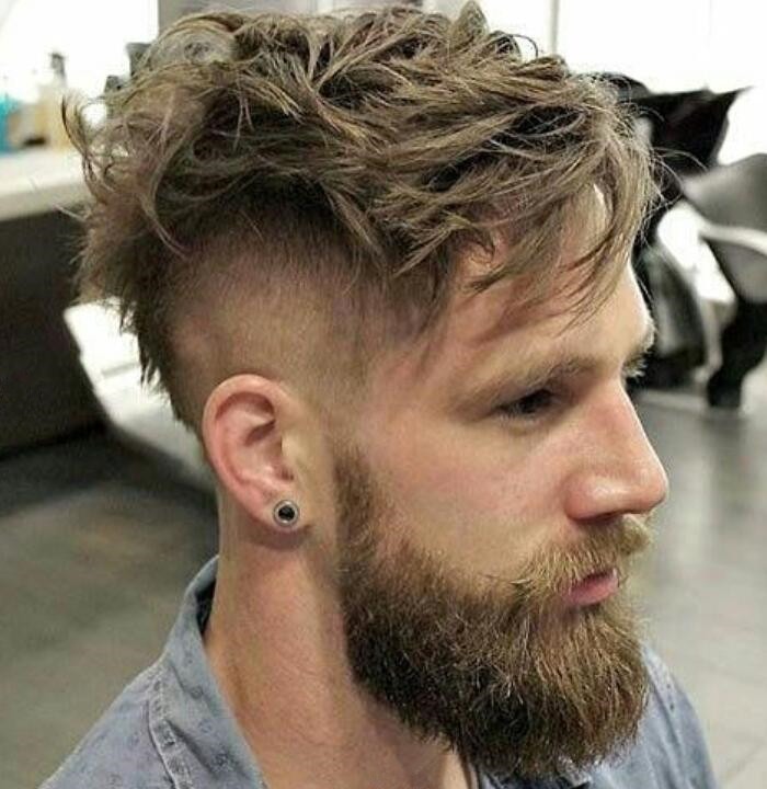 mohawk fade white men with beard