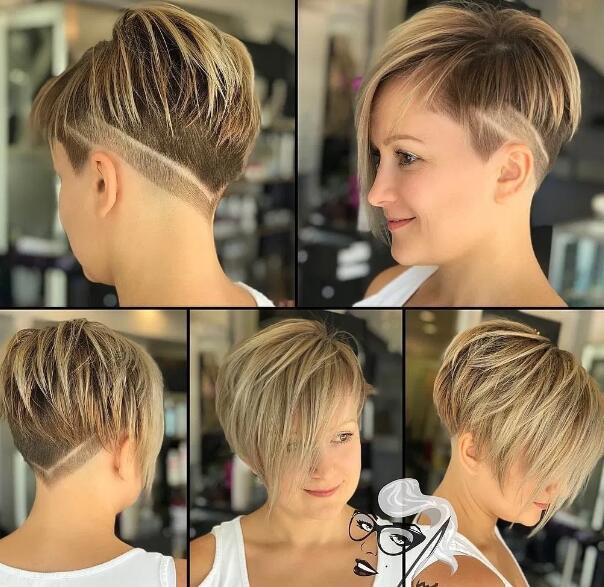 Buzzed side pixie Bob  