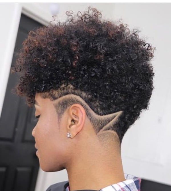 Short hairstyle with shaved design