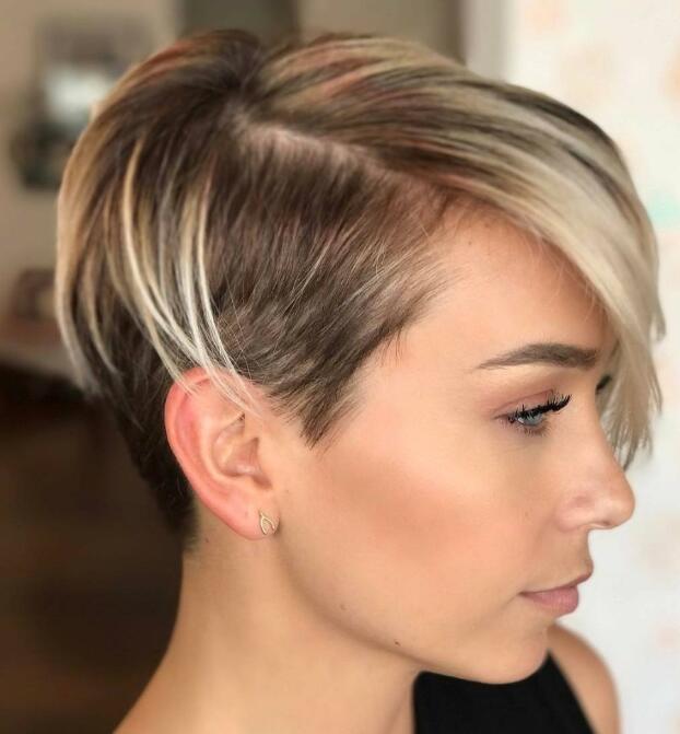 subtle blonde highlights with fade undercut