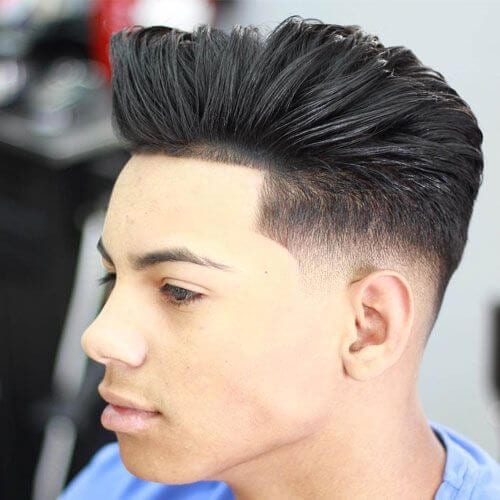 A quiff temp fade hairstyle