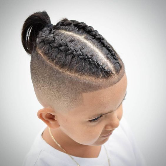 Braided top for kids with a high fade
