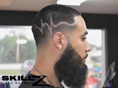 Buzz Cut Fade with Line Design