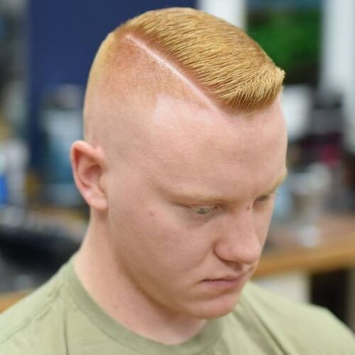 Hard Parted Buzz Cut with Taper Fade