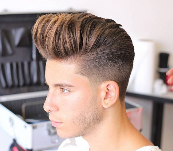 High pompadour with faded sides