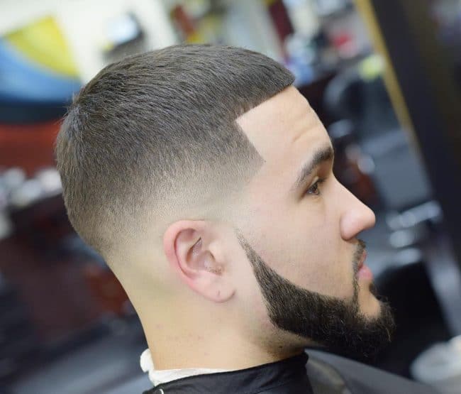 Mid Skin Fade Buzz Cut with Thick Beard