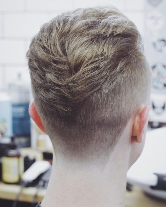 Neck taper back swept mushroom cut