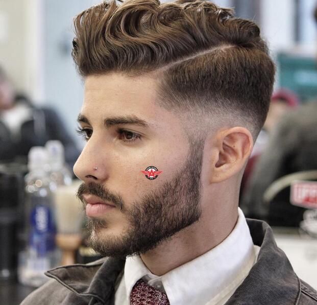 Pompadour fade haircut for men wavy hair