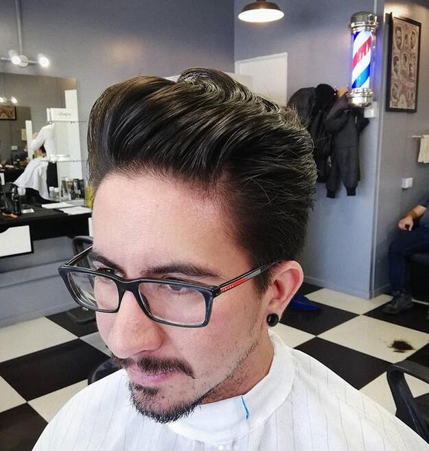 Pompadour haircut with short sides