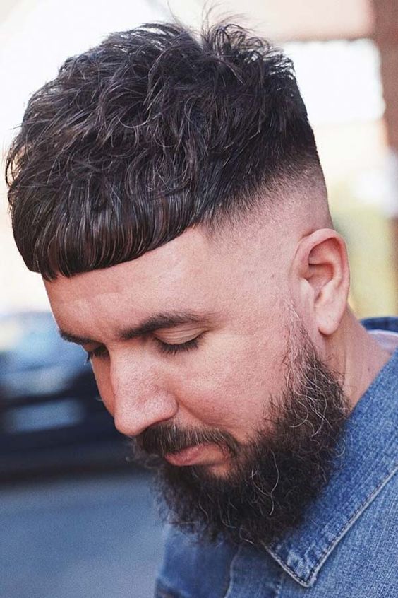 Textured Fringe with Mid Skin Fade