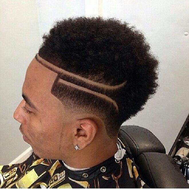 The Double shaved line temp fade hairstyle