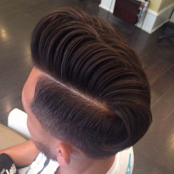 The layered Modern Pompadour with a side part