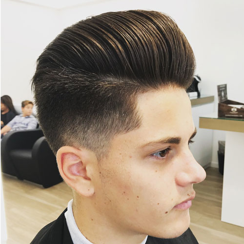 The pompadour temple fade