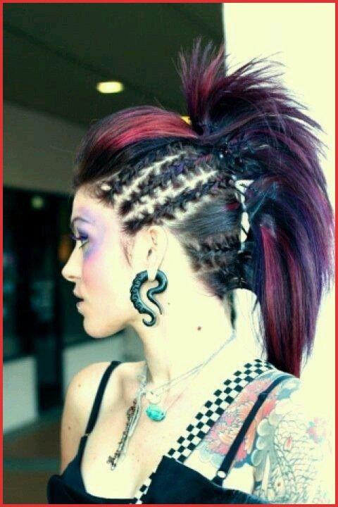 Coloured Mohawk Braided Hairstyle