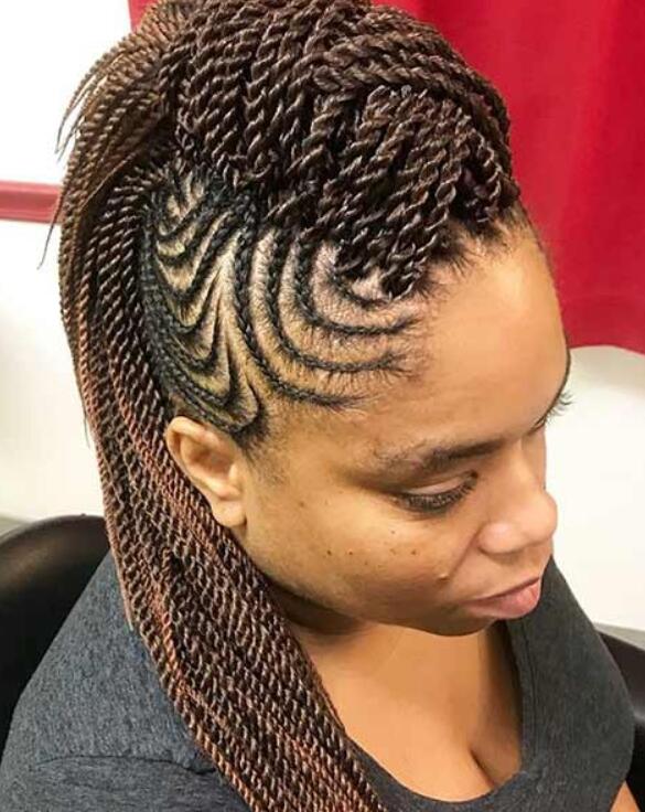 Cornrow mohawk braid