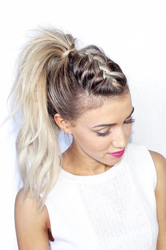 Half Ponytail and Half Mohawk Braided Hairstyle