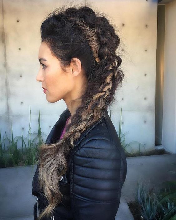 Mohawk Braids with Headband Hairstyle