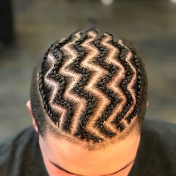 Patterned Mini Braids with shaved sides