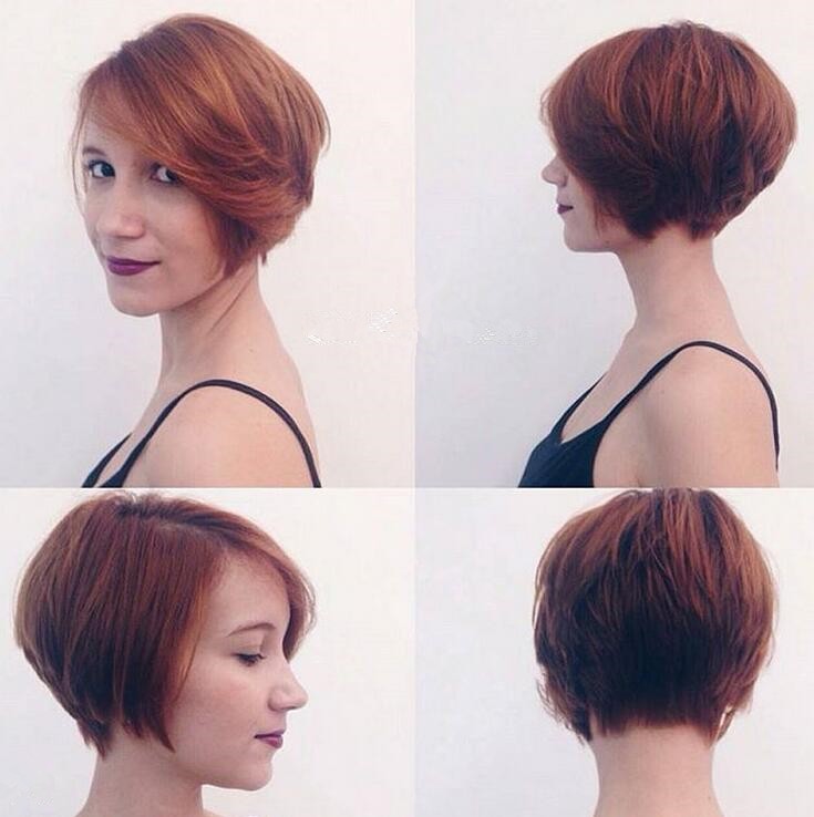 Short brown bob with caramel ombre