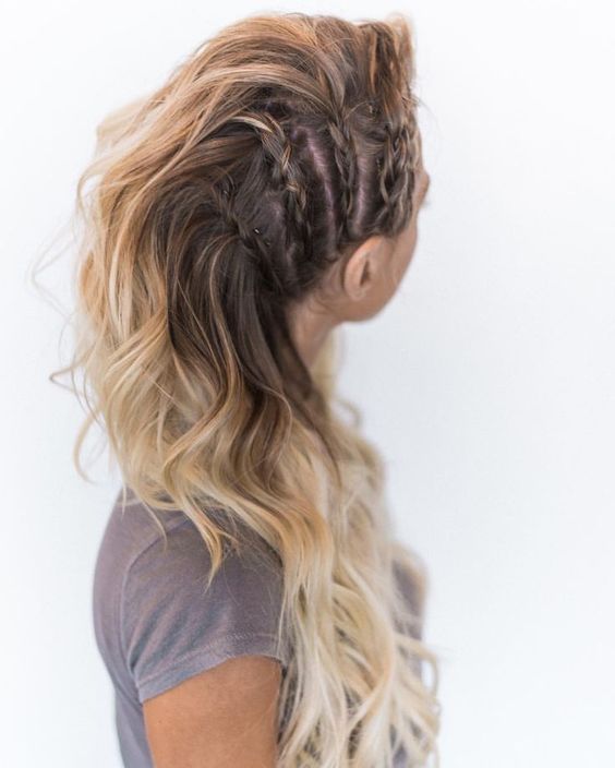Side-Swept Mohawk Braids with Free Hairstyle