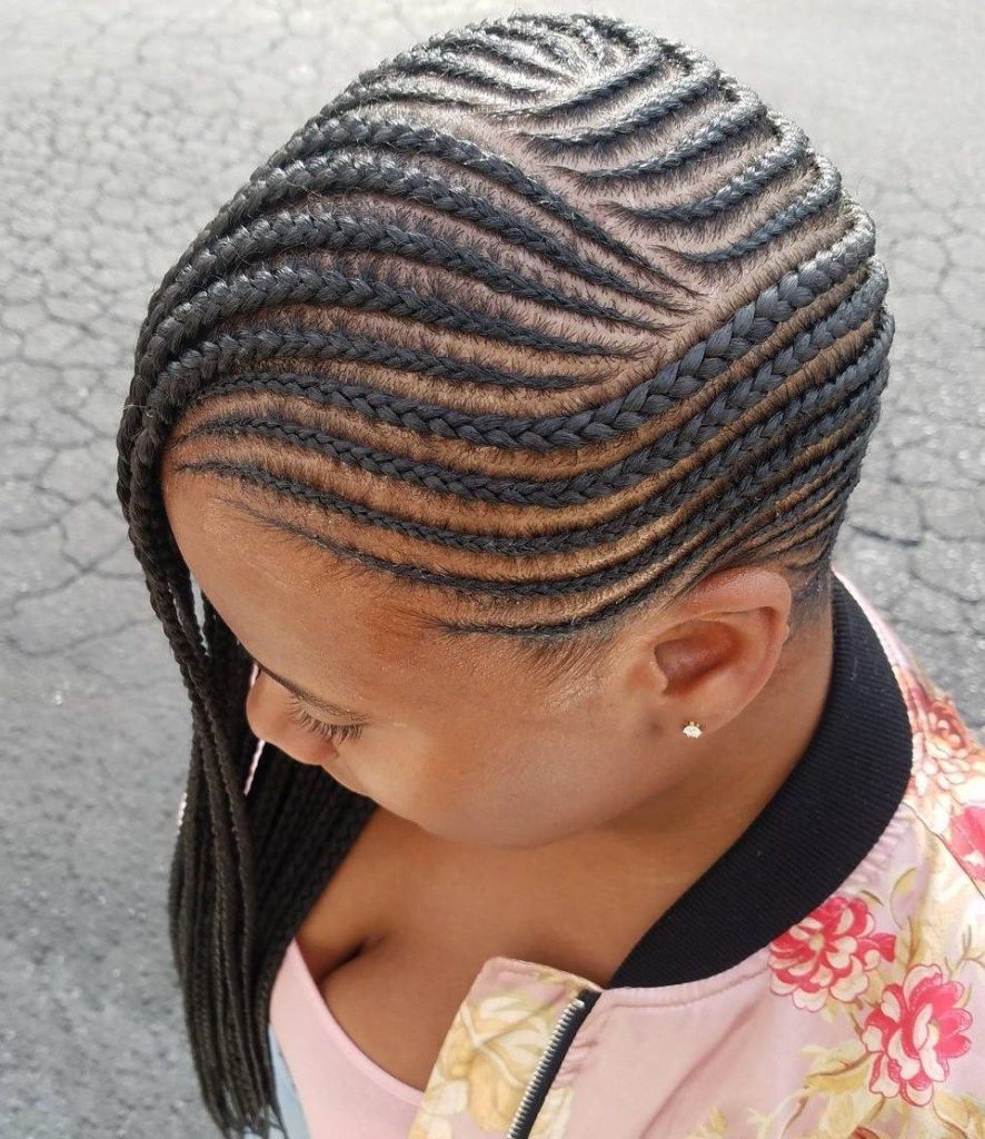 Side swept cornrows